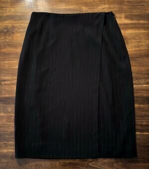 MM. LaFleur Size 8 Wrap Skirt Pencil Straight Lined Career Pinstripe